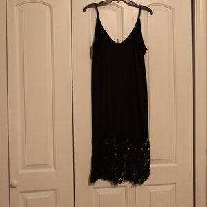 Intimately By Free People Black Lace Trim Slip Size Large Feminine Body Con